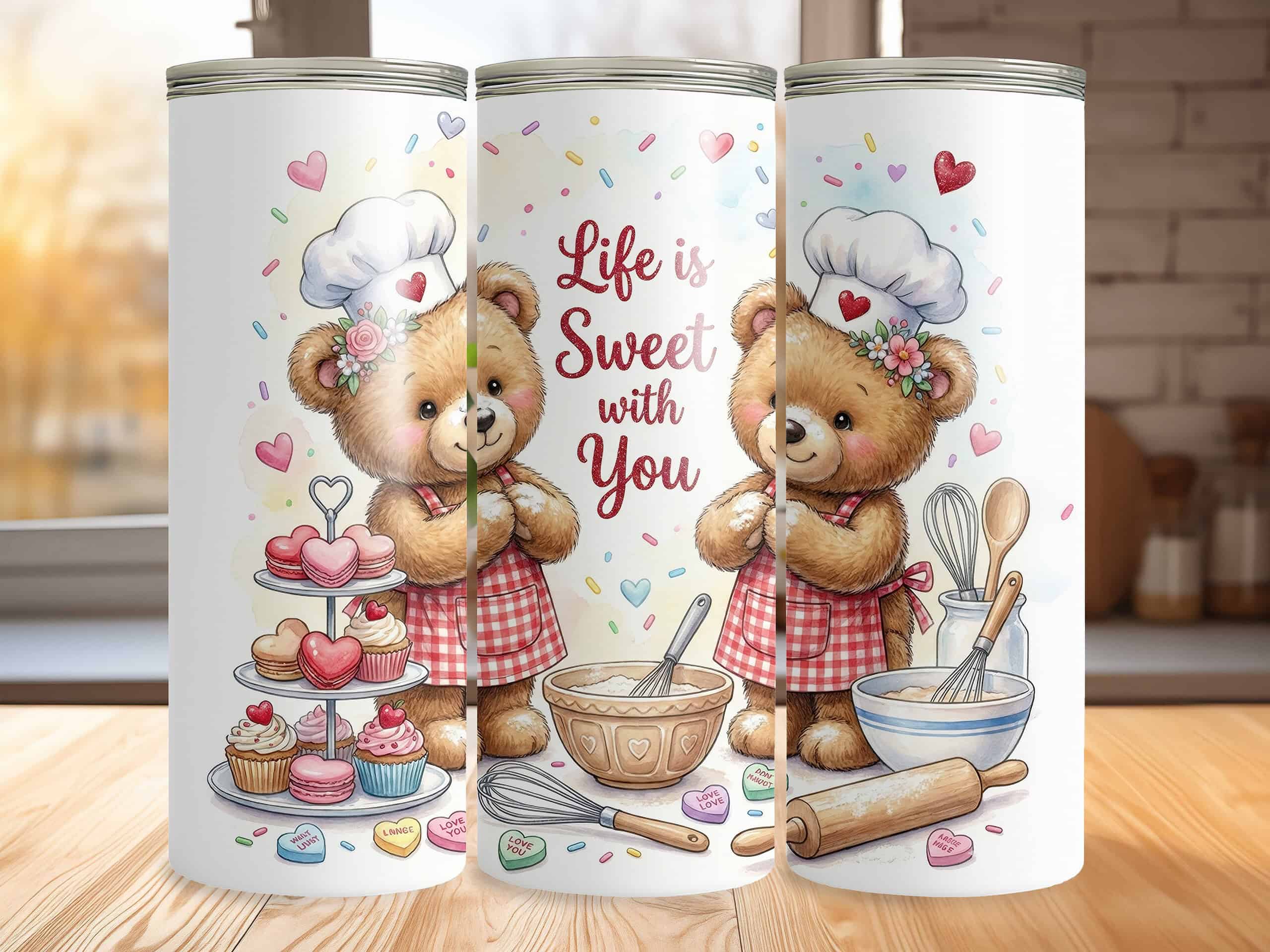 Life Is Sweet With You Valentine Bears 20oz Sublimation Tumbler