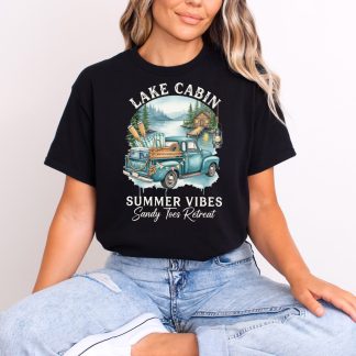 Lake Cabin Summer Vibes Tee — Vintage Truck Lakeside Retreat Shirt