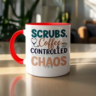 Funny Nurse Scrubs Controlled Chaos Accent Coffee Mug